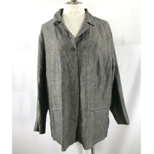 Bloomingdales 20 1X/2X Linen Jacket Heathered Gray